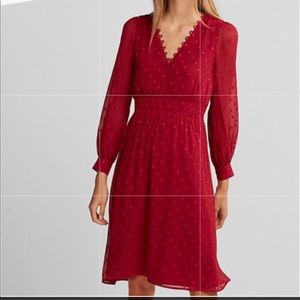 Express Red dress smoked waist.